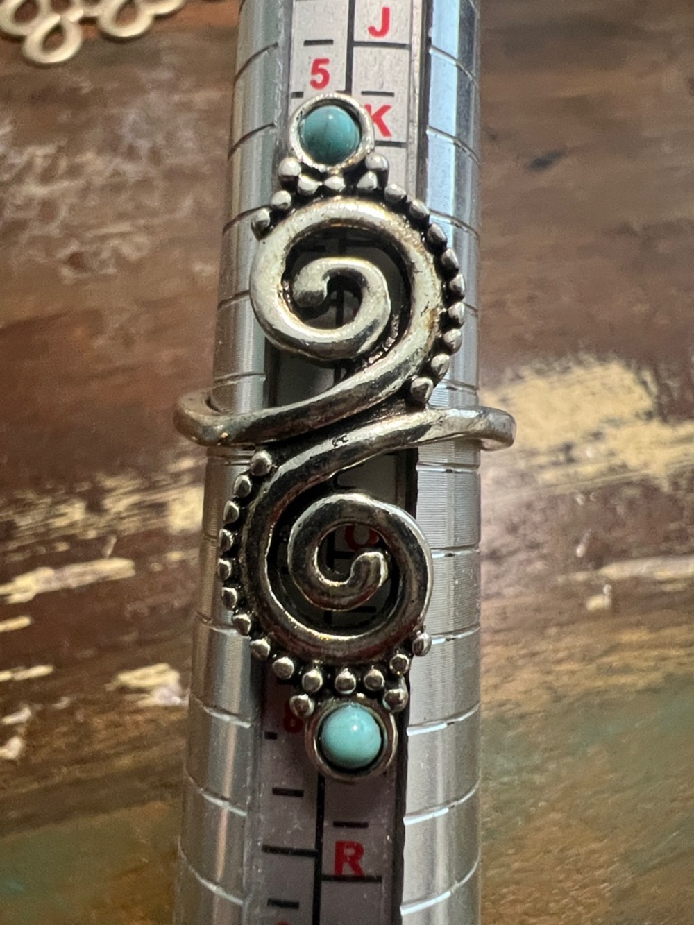 Turquoise Accent Silver Spiral Women's Ring - Blue Turquoise